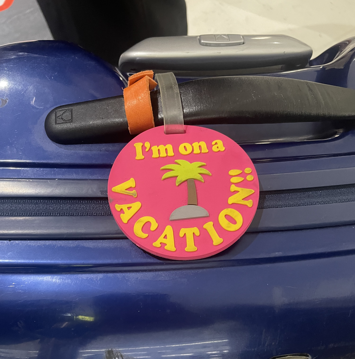 くるみのキャリーバッグに付いていた、浮かれたタグ