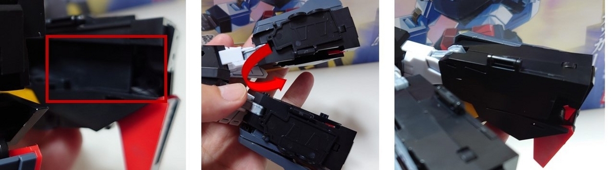 足裏タイヤパーツでデッカード格納穴を塞ぐ