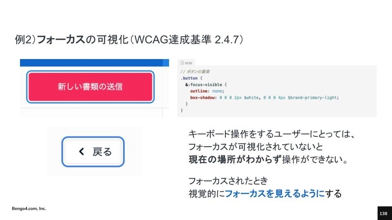 スライド: WCAG 2.2 達成基準 2.4.7「フォーカスの可視化」の紹介と、クラウドサインにおける実装の実例