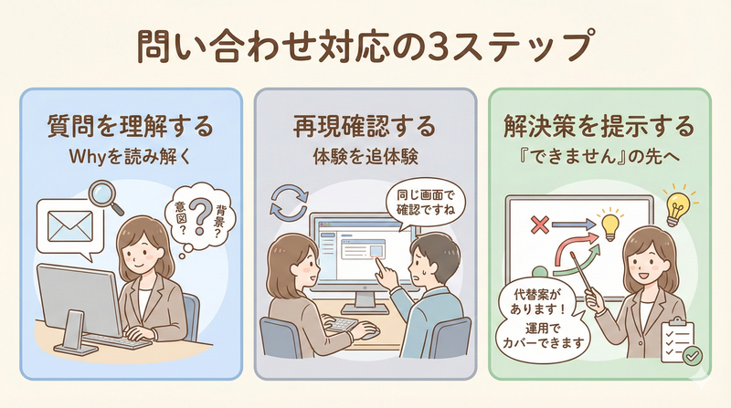 問い合わせ対応の3ステップ