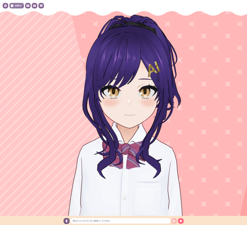 アプリケーションが起動してAIキャラクターが表示されている様子