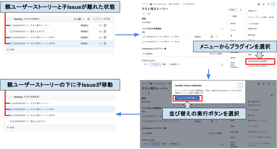 ユーザーストーリーの移動時に子イシューと優先順位が離れてしまう