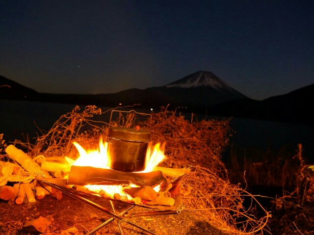 富士と焚き火