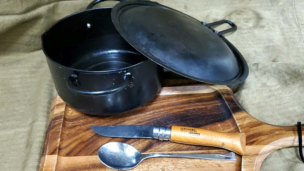 きのことチキンのクリームスープパスタ　調理器具一覧