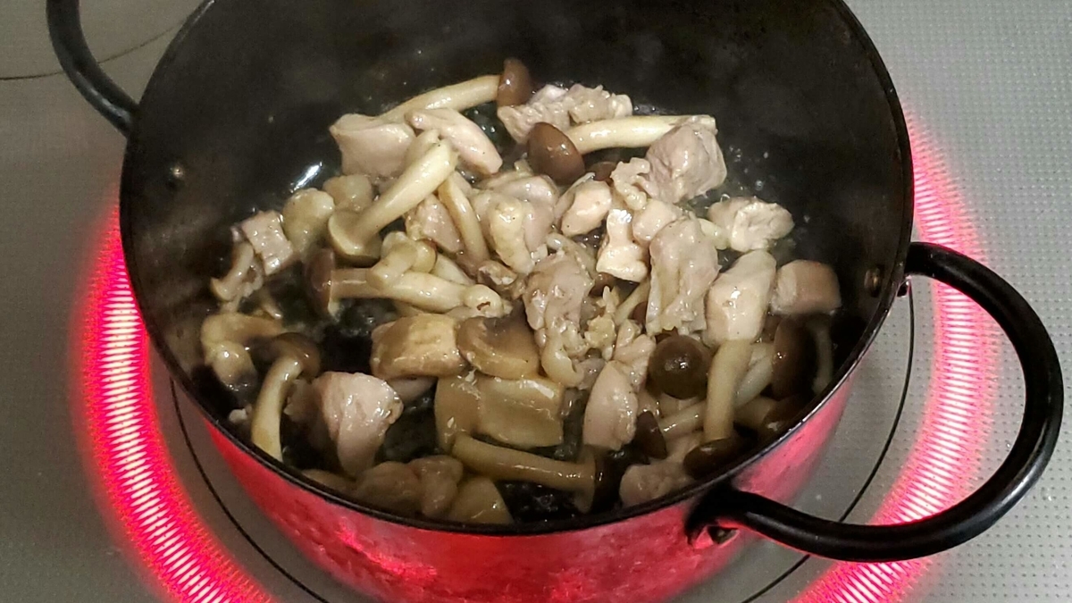 火が通ったきのこ