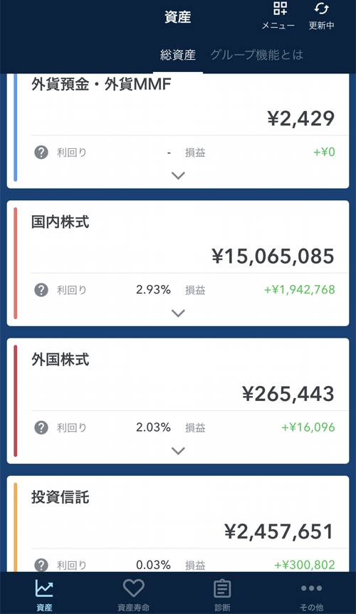 ノギン My資産2022年初内訳