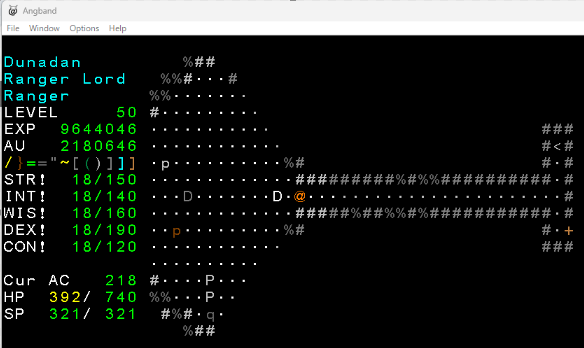 angband プレイ画面