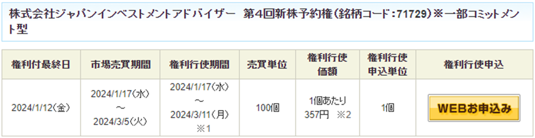 ライツ・オファリング（新株予約権）行使手続き