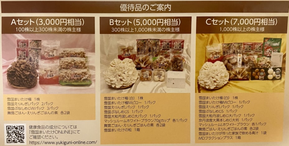 雪国まいたけ 株主優待品