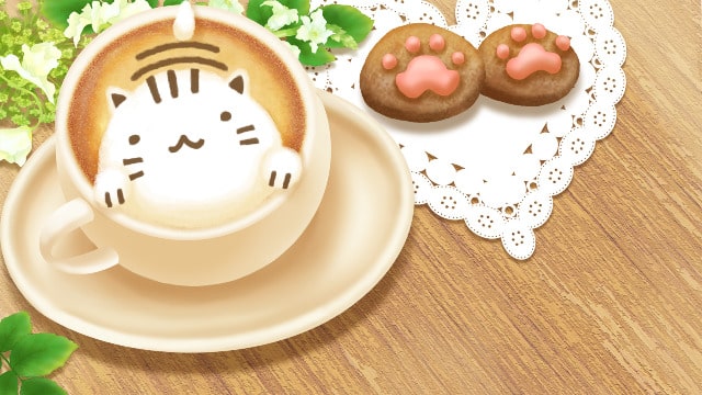 猫さんのラテアート