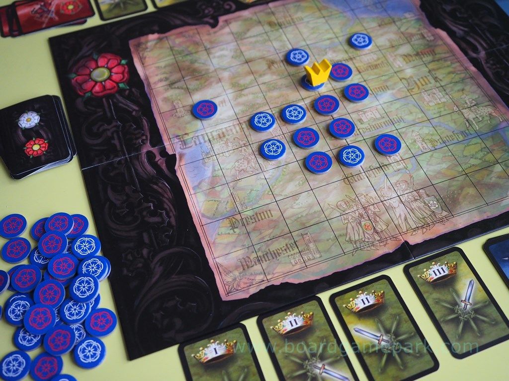 ローゼンケーニッヒ Rosenkonig The Rose King 薔薇戦争がテーマの2人用陣取りボードゲーム 親子ボードゲームで楽しく学ぶ