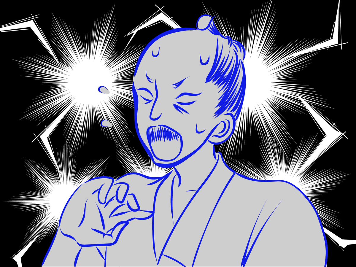 衝撃を受ける侍