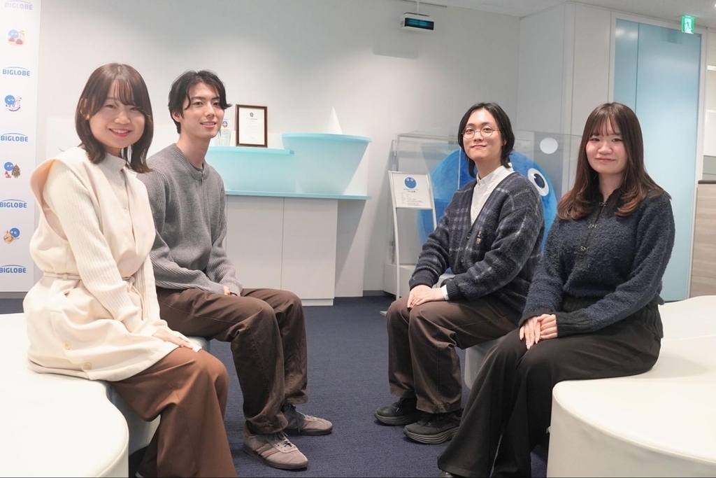 社内ラジオ「びっぷるの部屋」企画者画像:村上、増田、李、橋本