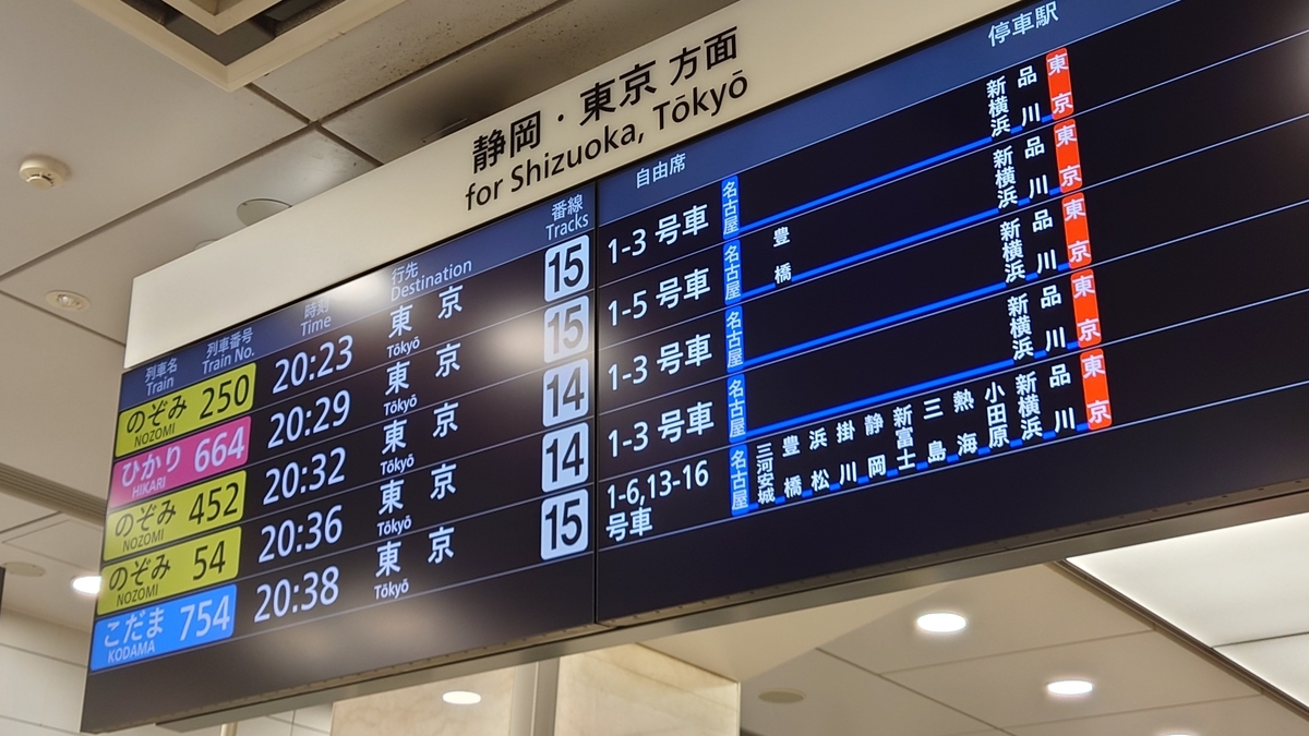 名古屋駅 新幹線電光掲示板