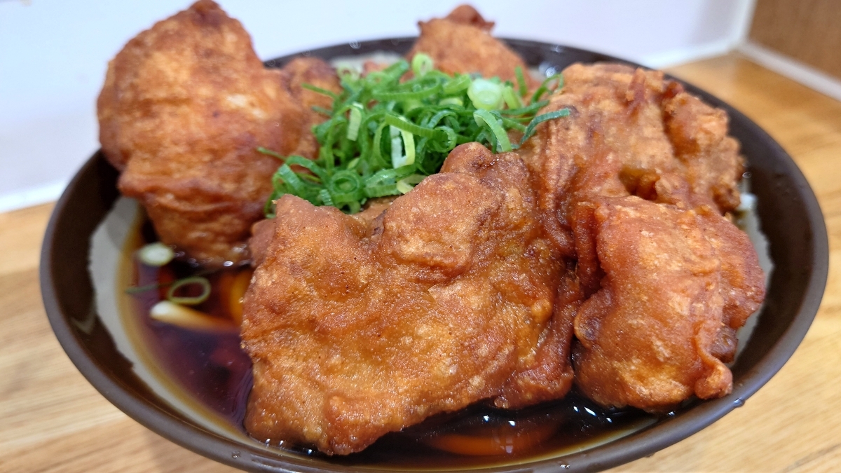 JR常磐線我孫子駅 弥生軒 唐揚げうどん(2個)