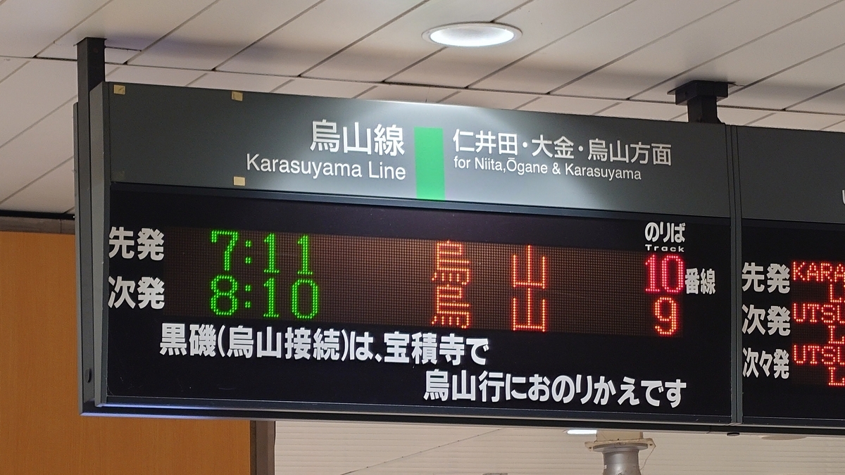 仁井田 駅 から 宝積寺 駅