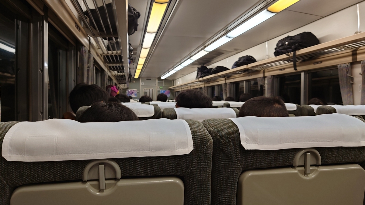 谷川岳もぐら号の車内 185系