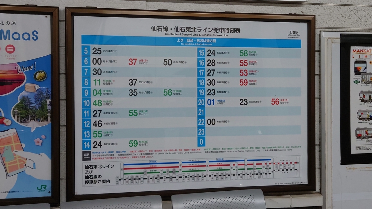 JR石巻駅仙石東北ラインの時刻表