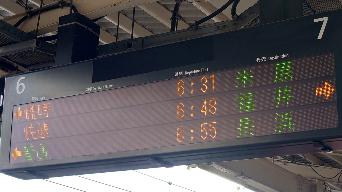 JR北陸本線敦賀駅 電光掲示板