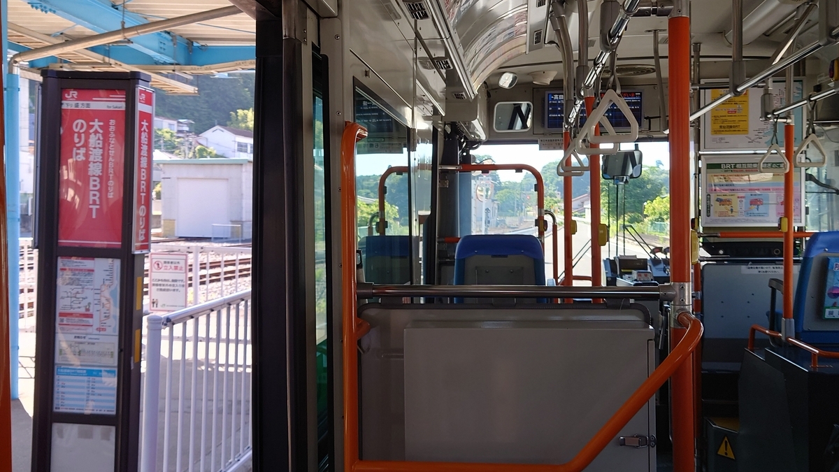 JR気仙沼駅の駅舎とBRT車両
