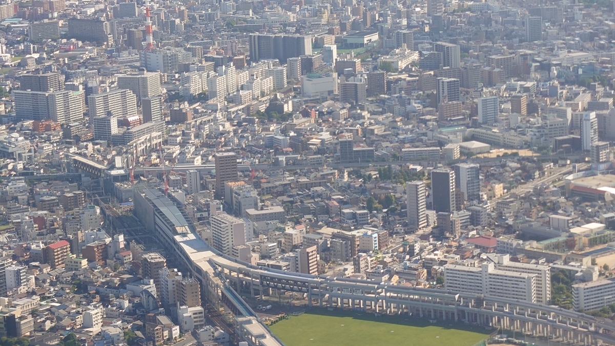 JAL103便 阪急淡路駅上空