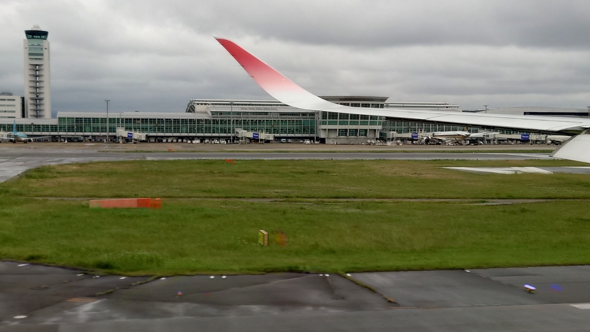 JAL303便 福岡空港の滑走路