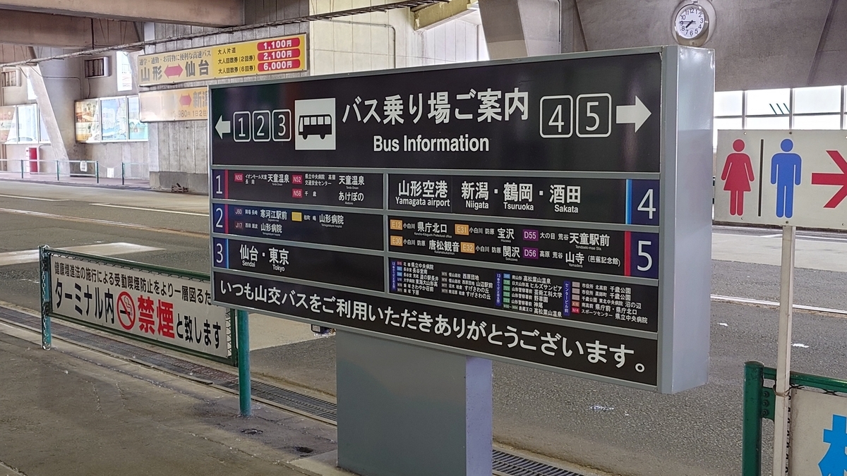 山交バスターミナル バス乗り場案内