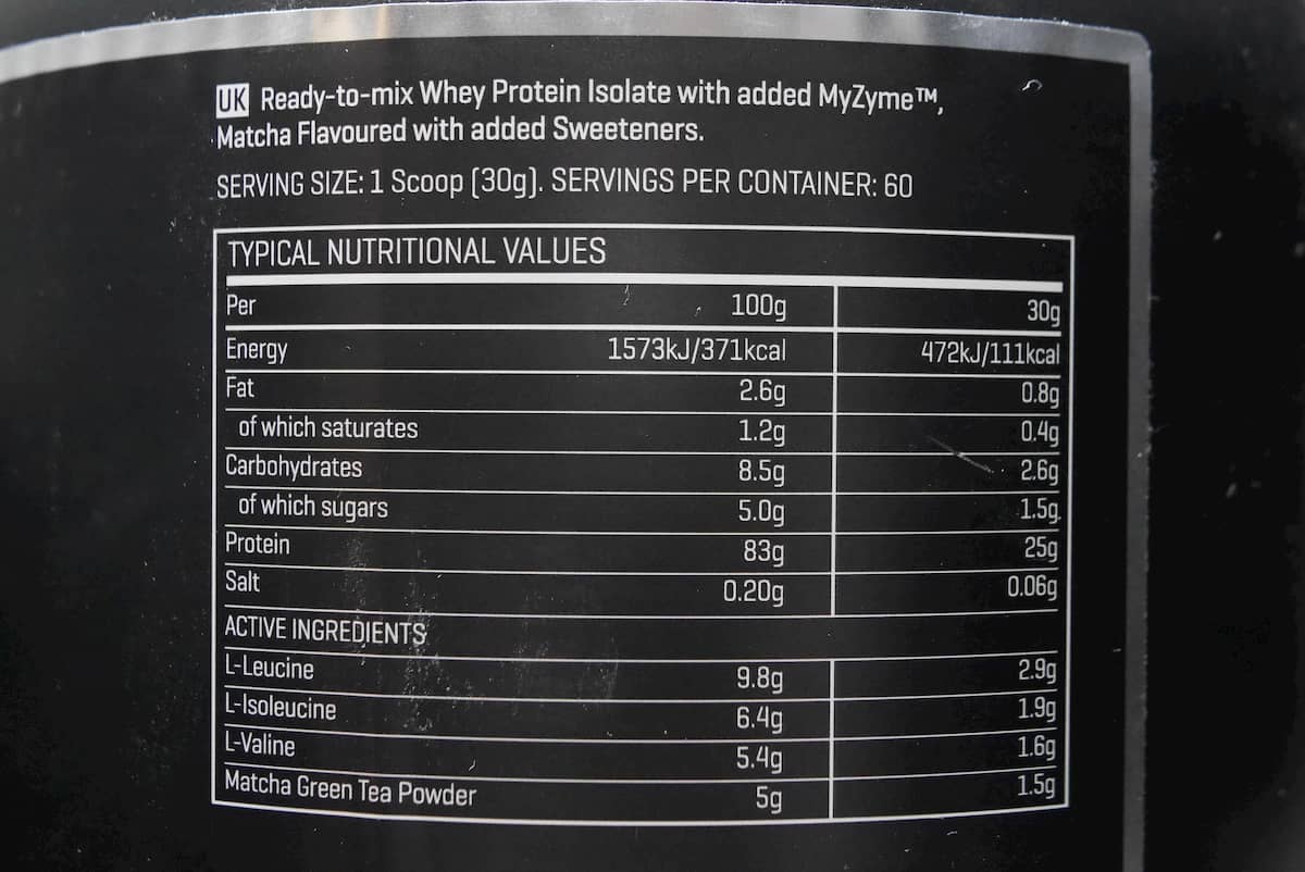 THE ホエイ「抹茶」栄養成分