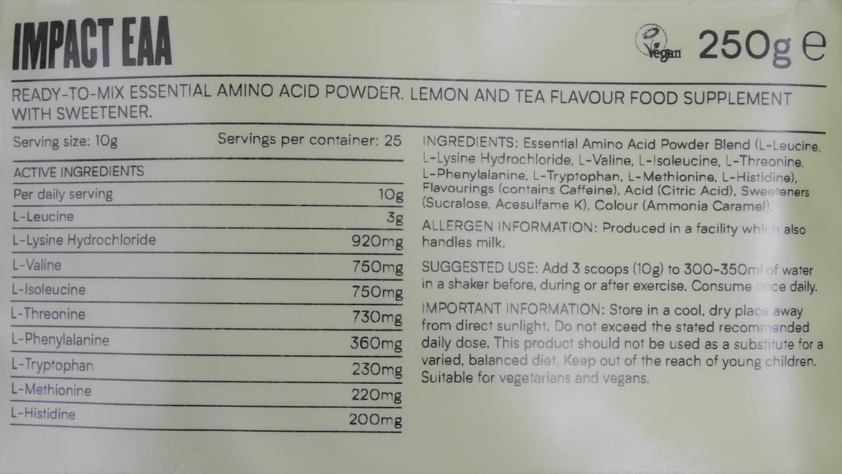 アイスレモンティーの栄養成分