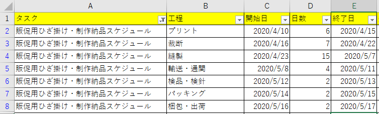 ガントチャートの作成 エクセルvba Bimori466のエクセルブログ