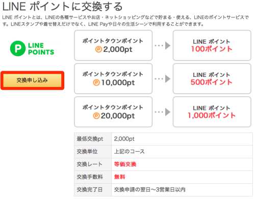 ポイントタウンからLINEポイントへの交換方法2