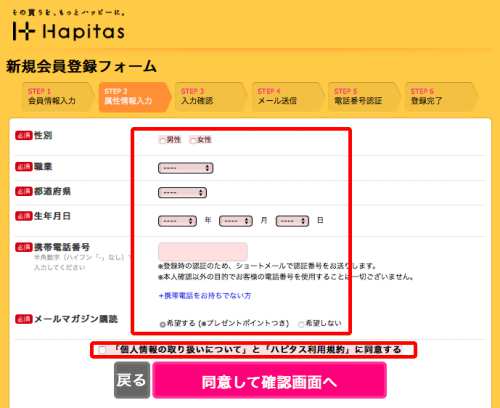 ハピタスパソコン版新規会員登録手順・方法2