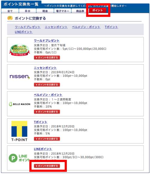 PointExchangeからLINEポイントへの交換方法2