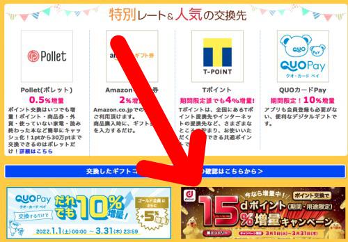 dポイントに交換で15%増量キャンペーン