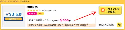 ハピタス経由でSBI証券口座を開設する