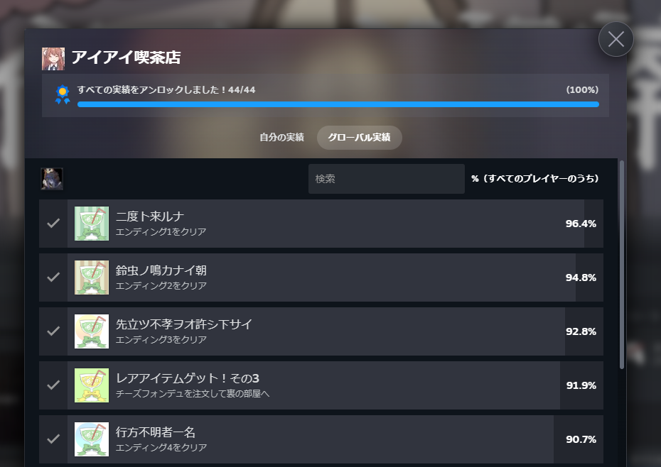『アイアイ喫茶店』全実績解除