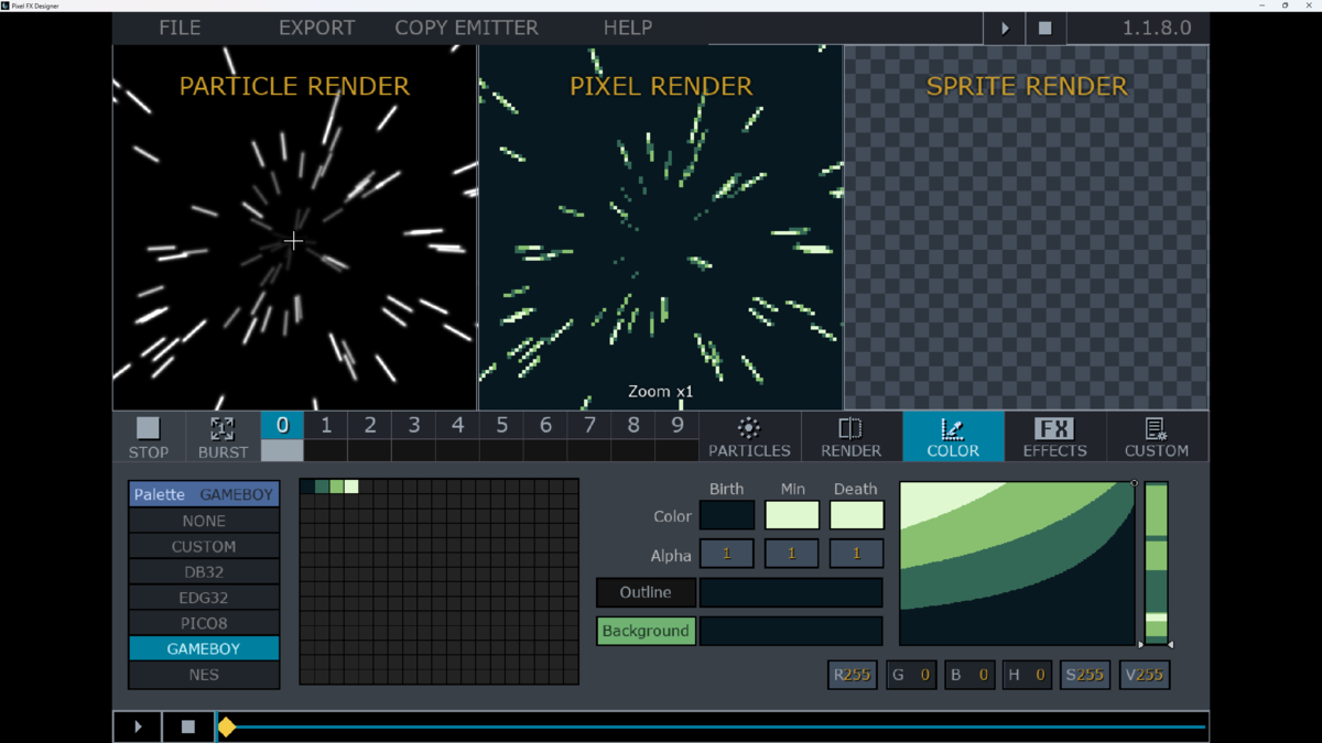 『Pixel FX Designer』カラーパレットの変更①