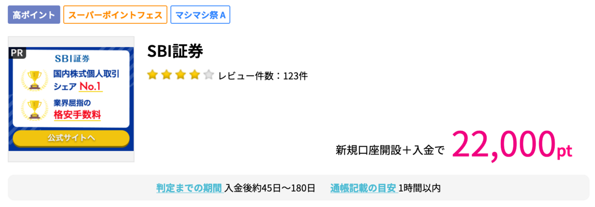 SBI証券が22,000pt(22,000円)にアップ！！！ 取引不要！ - マイルでハワイ