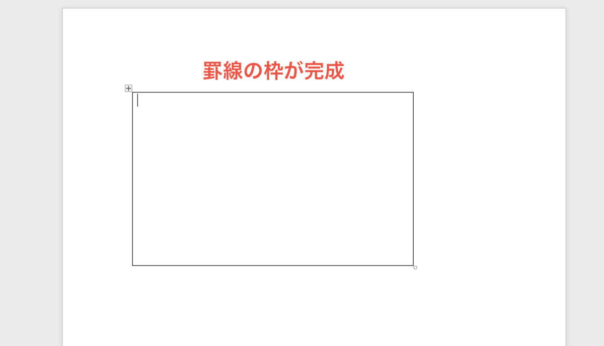 Word罫線の枠が完成