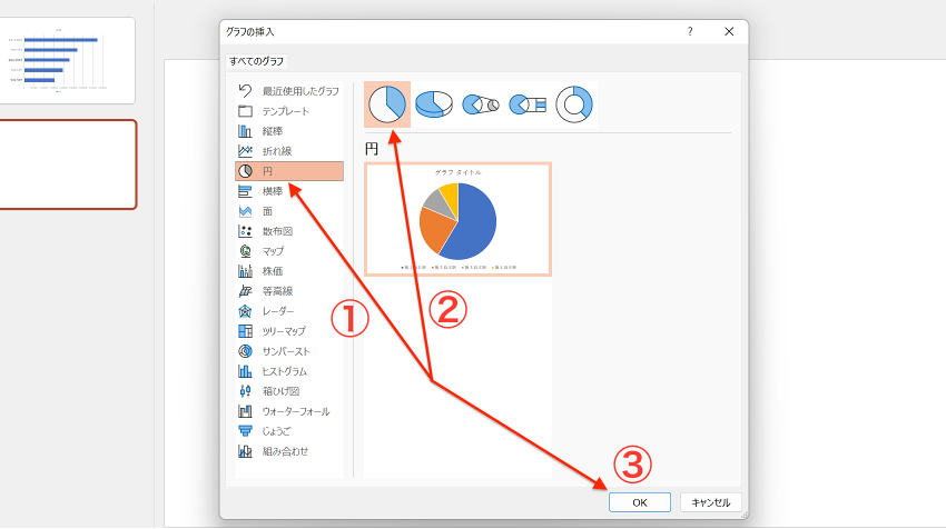 円グラフの挿入