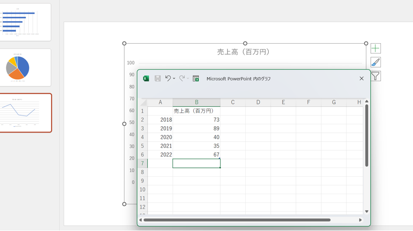 表にデータを入力