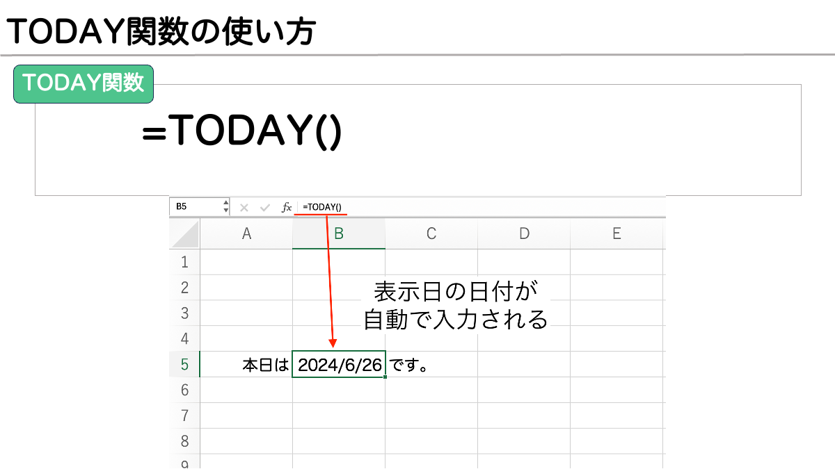Excel_TODAY関数の使い方