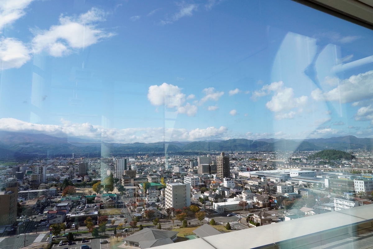 コラッセふくしまの展望スペースから見た風景