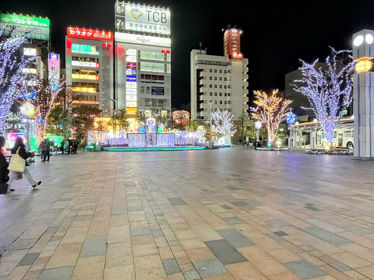 アイフォンで撮影した郡山駅前のイルミネーション