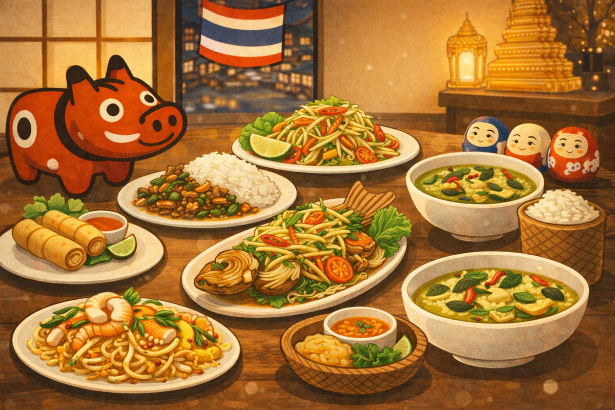 豊富なタイ料理のメニュー