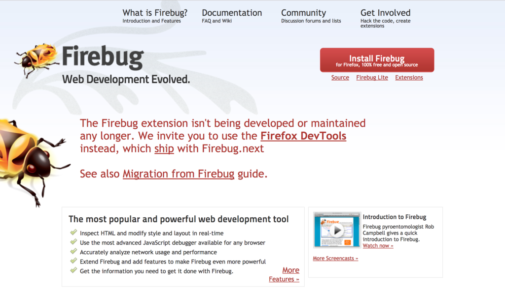 Firebug公式サイト
