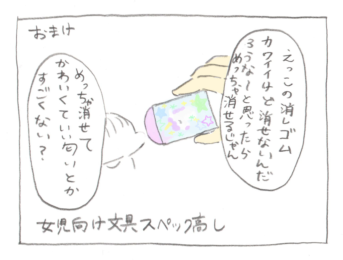 育児絵日記・ぎゅうにゅう：子供用の文房具が母の心をつかんでくる話。ふでばこ・シャーペン・消しゴムを購入