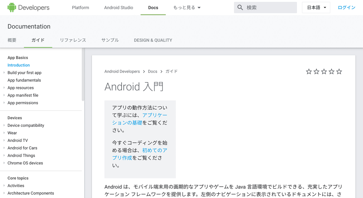 Androidアプリ作成ガイドのトップページ