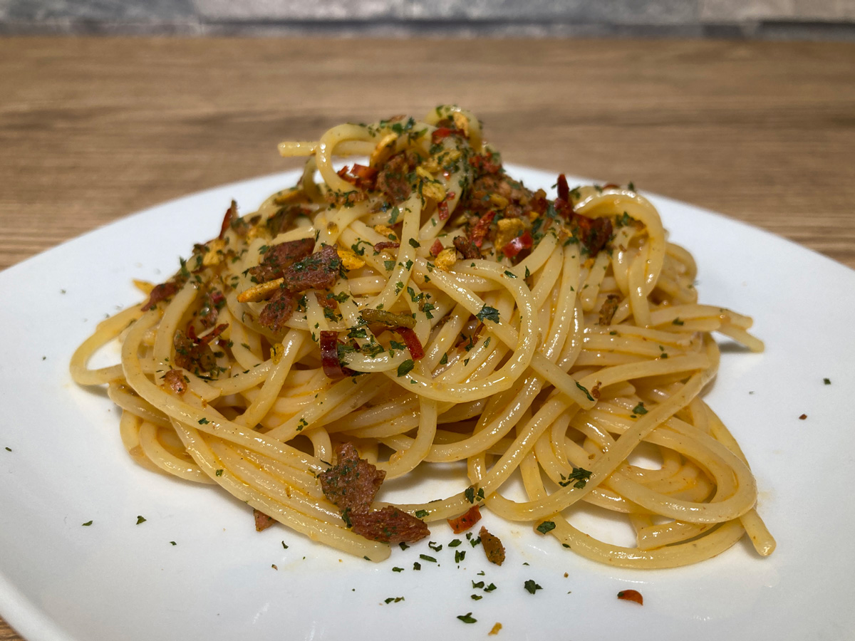 燻製ベーコンのペペロンチーノ(キユーピー)調理イメージ