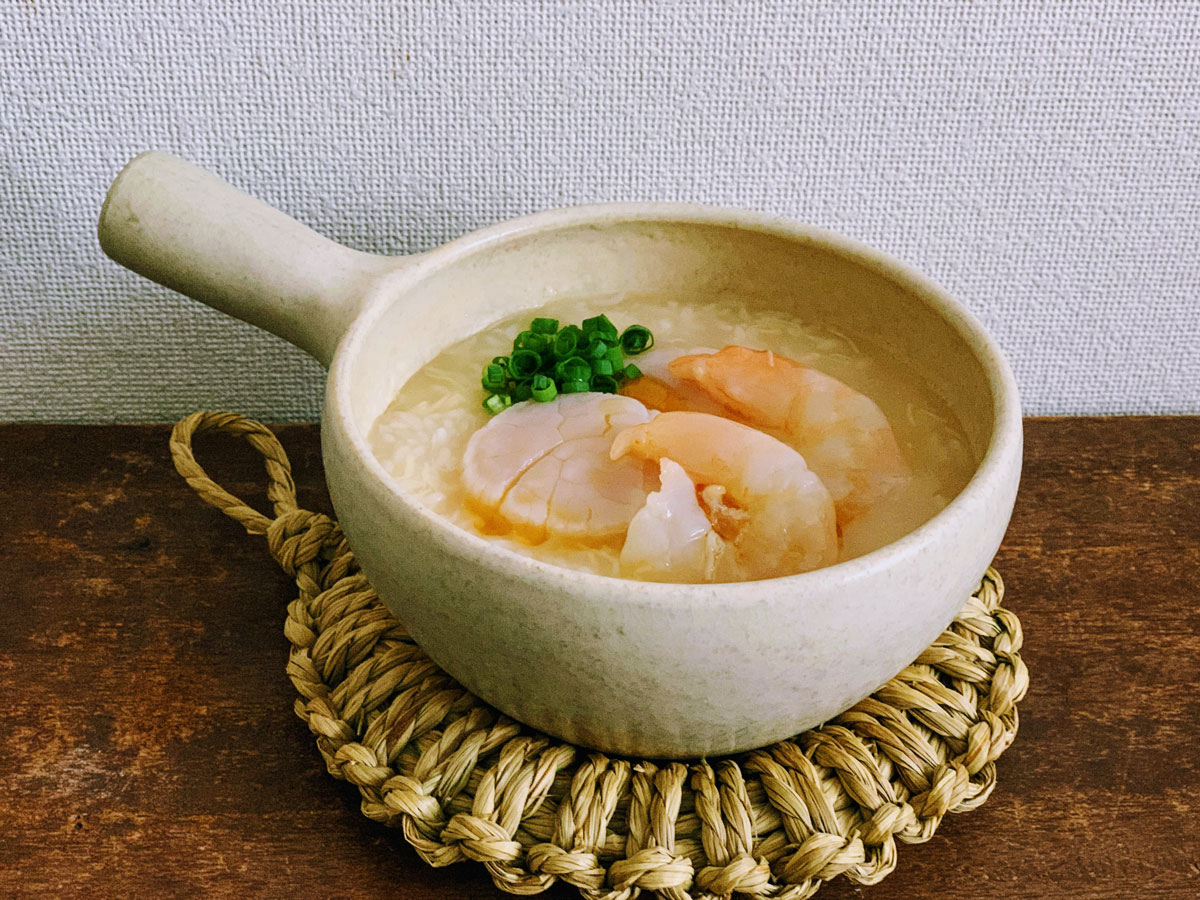 夏にあえて食べたい ぷりぷり海老と帆立の贅沢だしがゆ だし愛好家が教える ほったらかしのおかゆレシピ 梅津有希子 ソレドコ